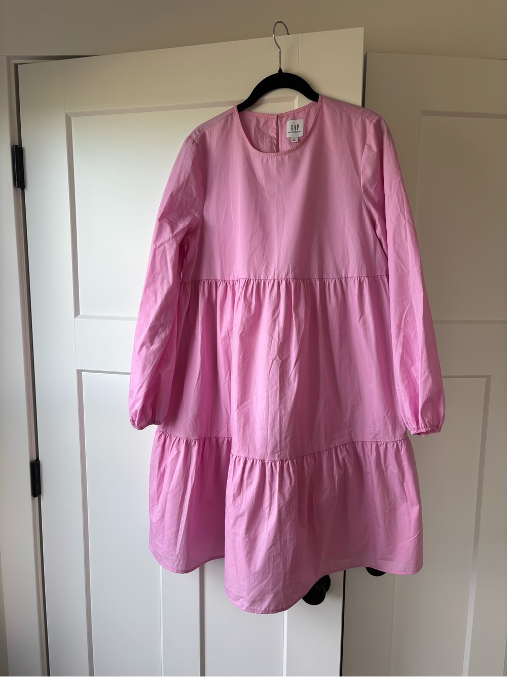 GAP Maternity Pink Tiered Long-Sleeve Mini Dress